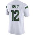 Custom #12 White NYJ Football Shirt Top