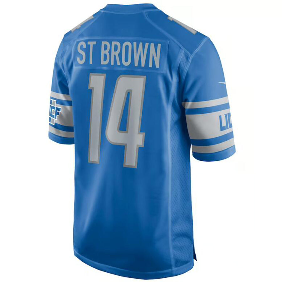 Custom #14 Blue DET Football Shirt Top
