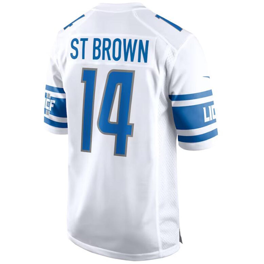 Custom #14 White DET Football Shirt Top