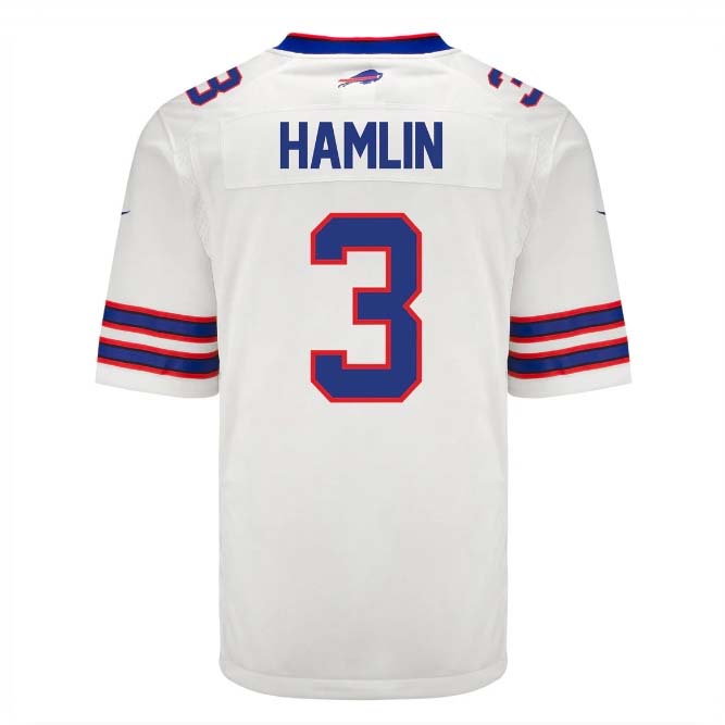 Custom #3 White BUF Football Shirt Top
