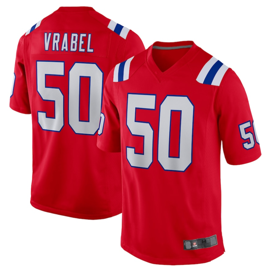 Custom #50 Red NE Football Shirt Top
