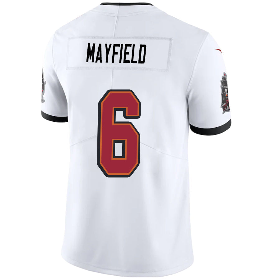 Custom #6 White TB Football Shirt Top