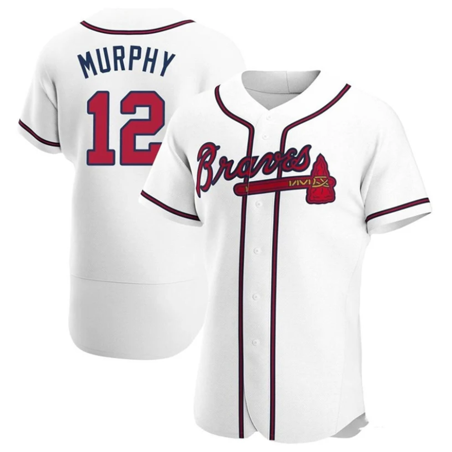 Custom #12 White ATL Baseball Shirt Top