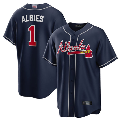 Custom #1 Navy ATL Baseball Shirt Top