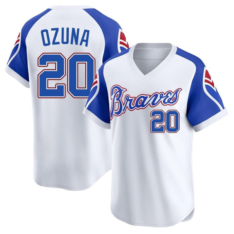 Custom #20 White Throwback ATL Baseball Shirt Top