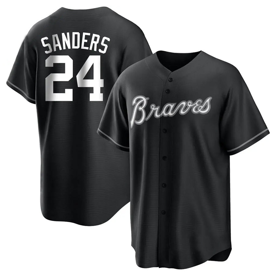 Custom #24 Black ATL Baseball Shirt Top