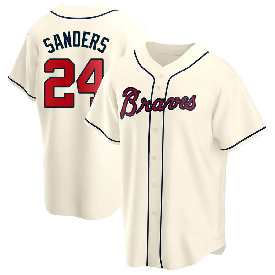 Custom #24 Cream ATL Baseball Shirt Top