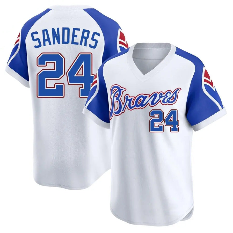 Custom #24 White Throwback ATL Baseball Shirt Top