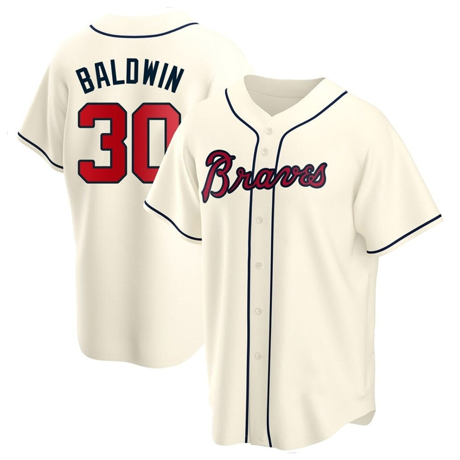 Custom #30 Cream ATL Baseball Shirt Top