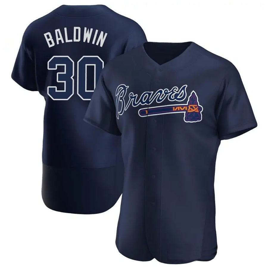 Custom #30 Navy ATL Baseball Shirt Top