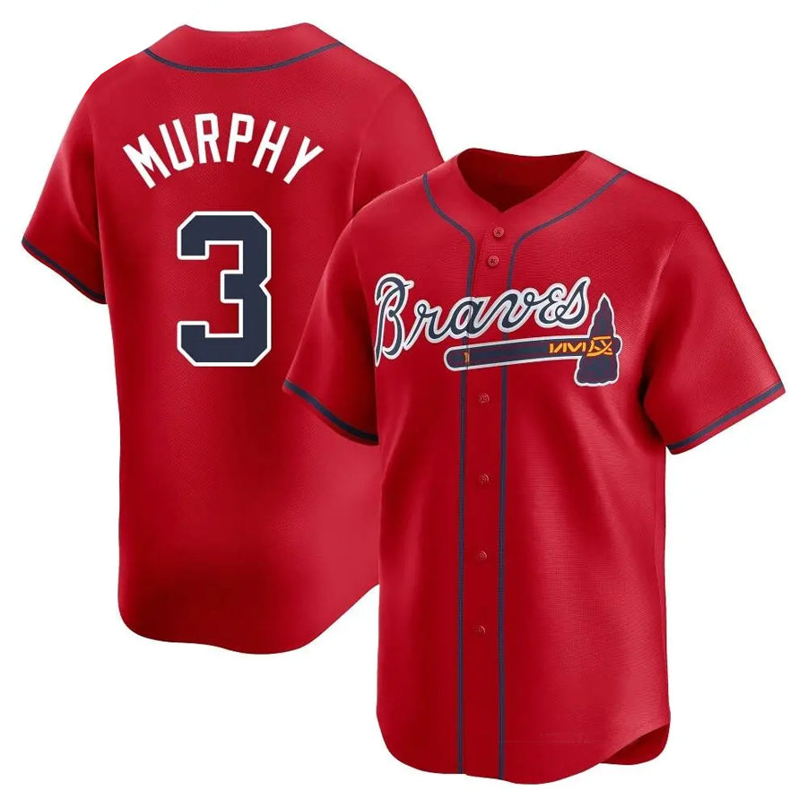 Custom #3 Red ATL Baseball Shirt Top