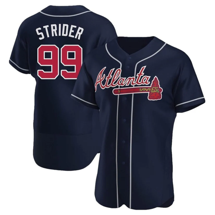 Custom #99 Navy ATL Baseball Shirt Top