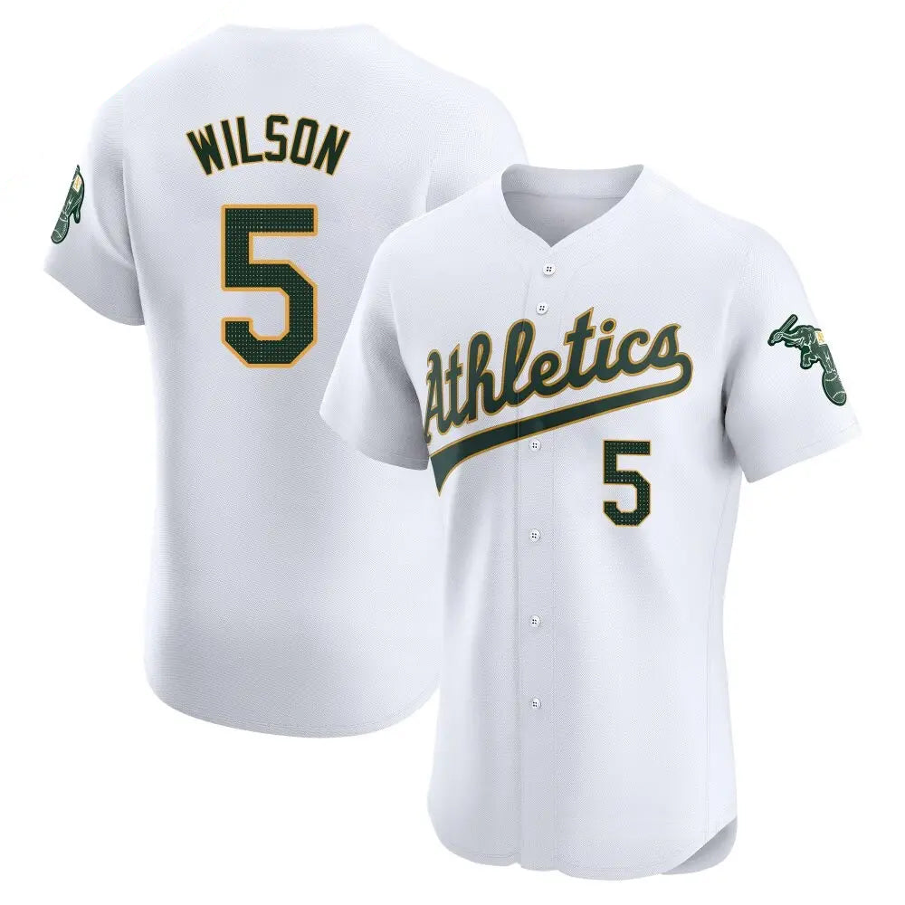 Custom #5 White OAK Baseball Shirt Top