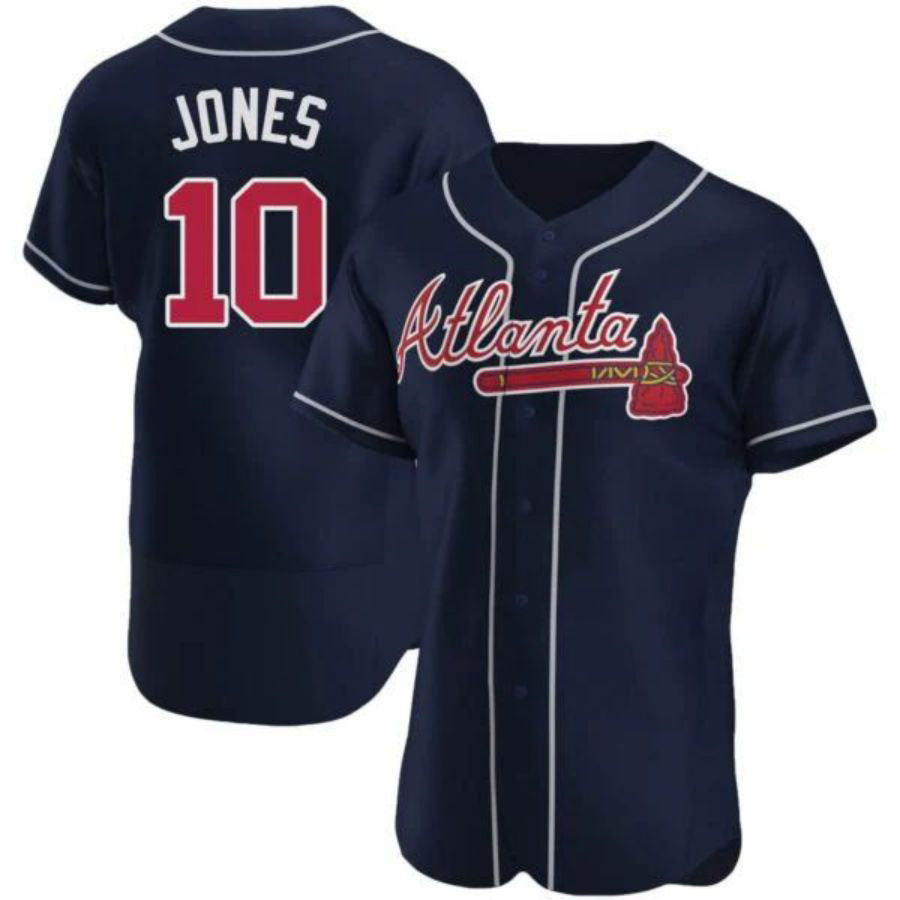 Custom #10 Navy ATL Baseball Shirt Top