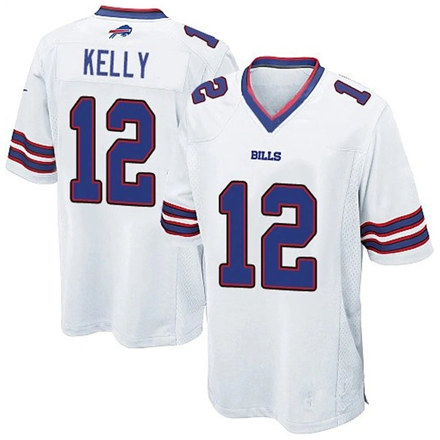Custom #12 White BUF Football Shirt Top