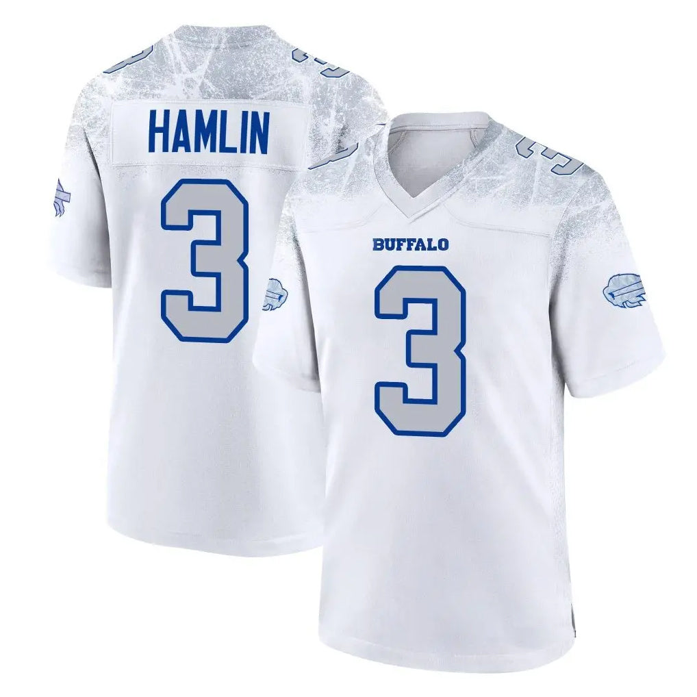 Custom #3 White BUF Football Shirt Top