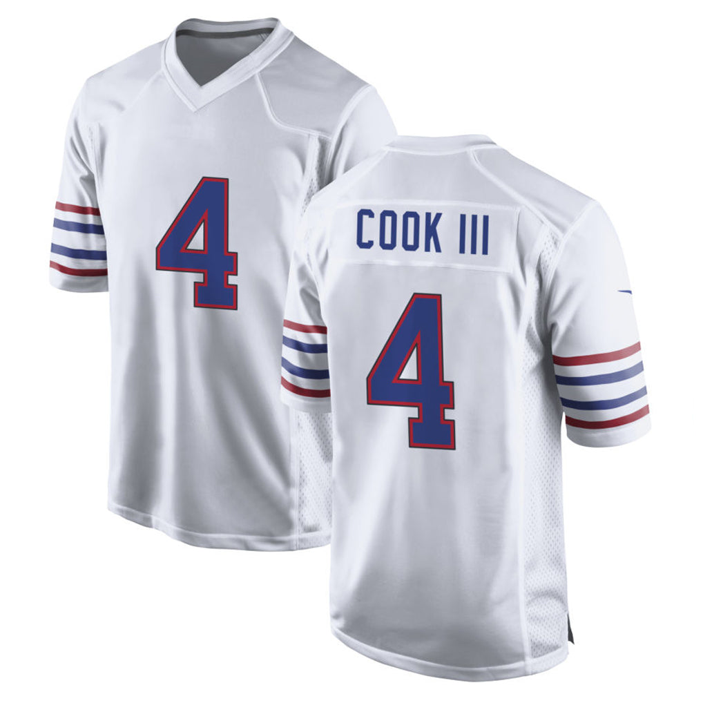 Custom #4 White BUF Football Shirt Top