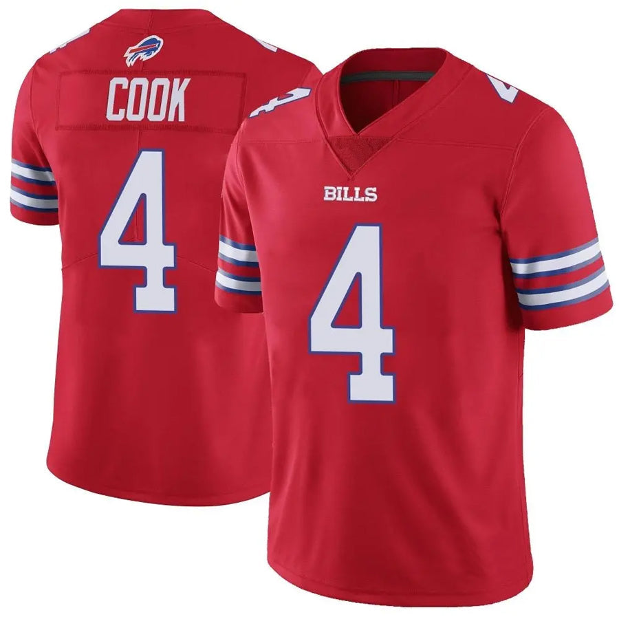 Custom #4 Red BUF Football Shirt Top