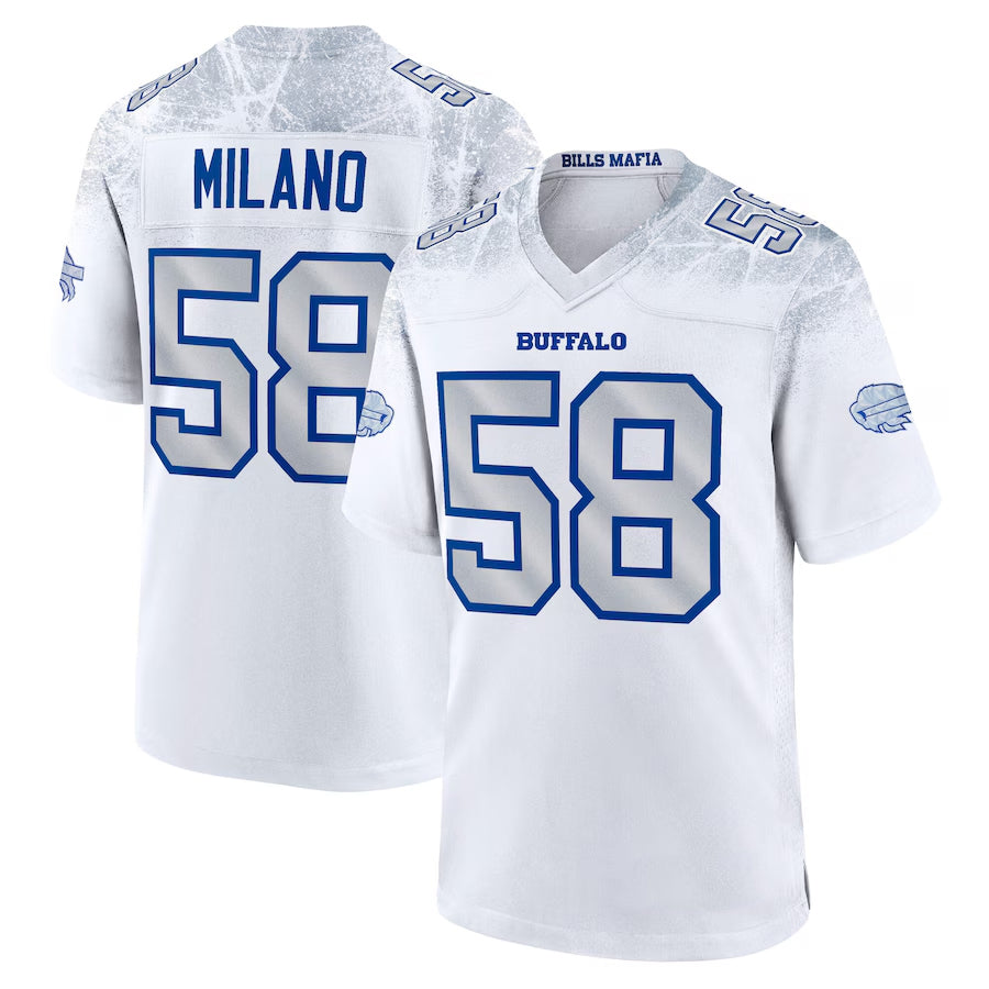 Custom #58 White BUF Football Shirt Top