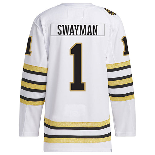 Custom #1 White BOS Hockey Shirt Top