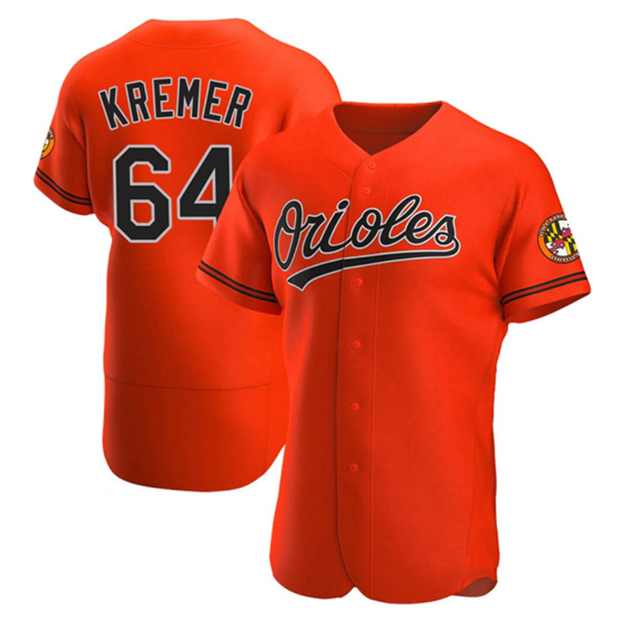 Custom #64 Orange BAL Baseball Shirt Top