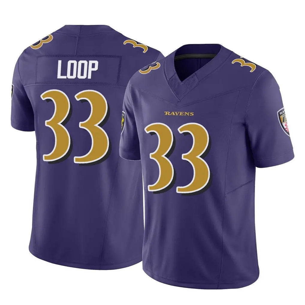 Custom #33 Purple BAL Football Shirt Top