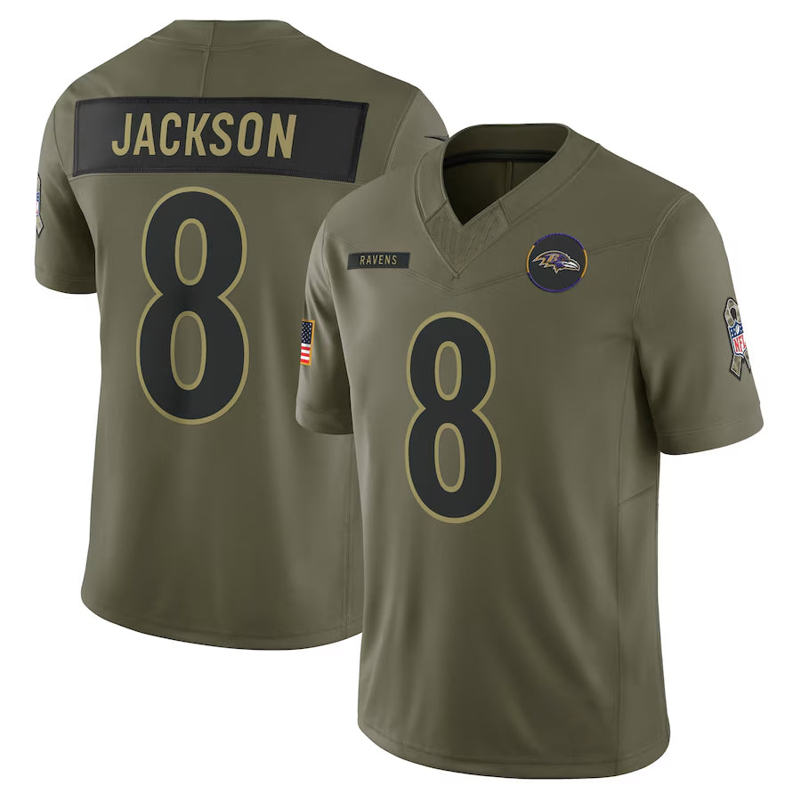 Custom #8 Olive BAL Football Shirt Top