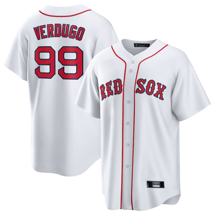 Custom #99 White BOS Baseball Shirt Top