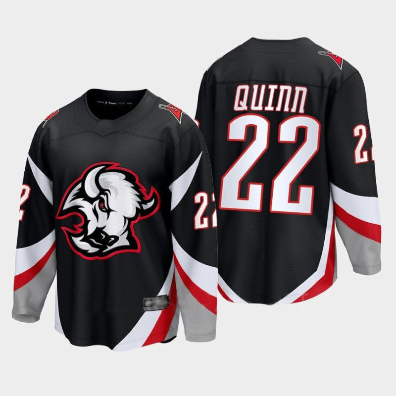 B.Sabres #22 Jack Quinn Player Fanatics Black Alternate Premium Hockey Jerseys