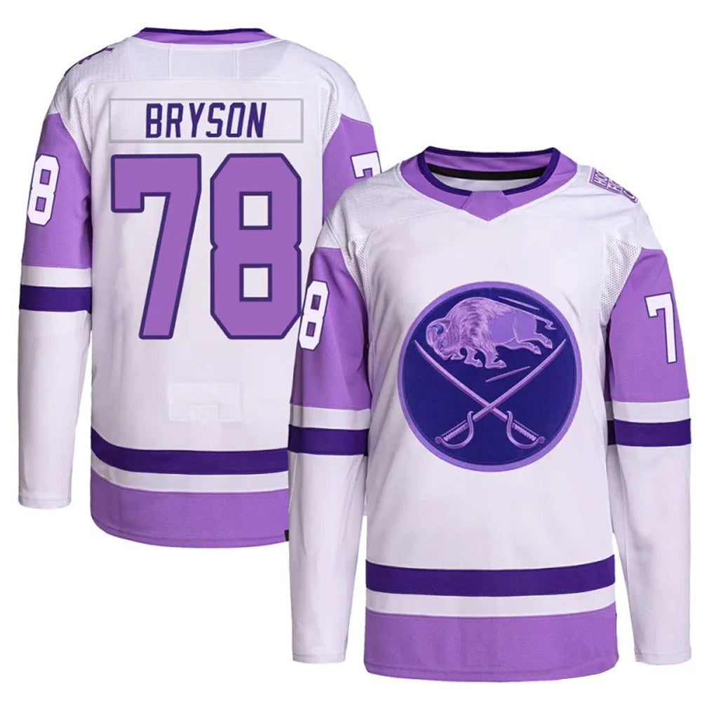 B.Sabres #78 Jacob Bryson Player Fanatics White Game Hockey Jerseys