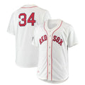 Custom #34 White BOS Baseball Shirt Top