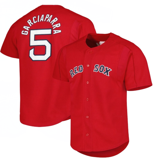 Custom #5 Red BOS Baseball Shirt Top