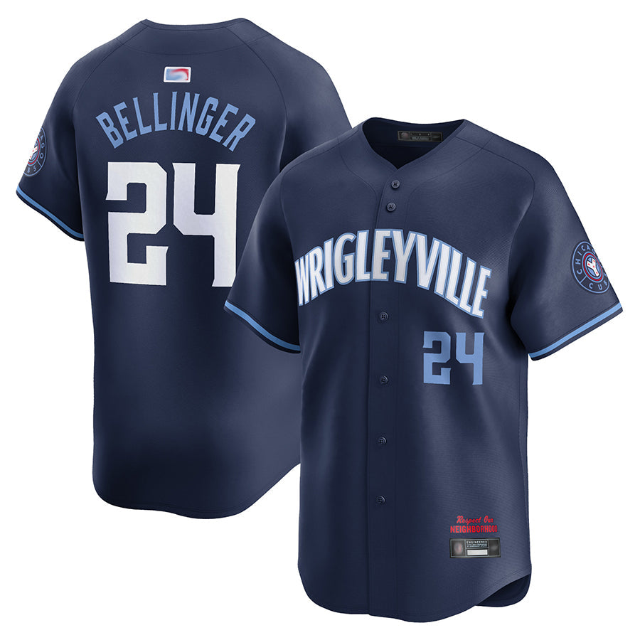 Custom #24 Navy City Connect CHC Baseball Shirt Top