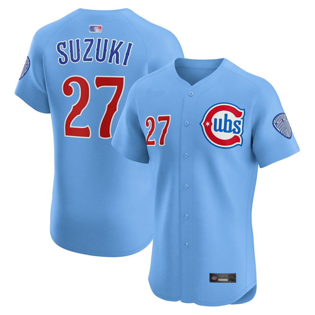Custom #27 Light Blue CHC Baseball Shirt Top