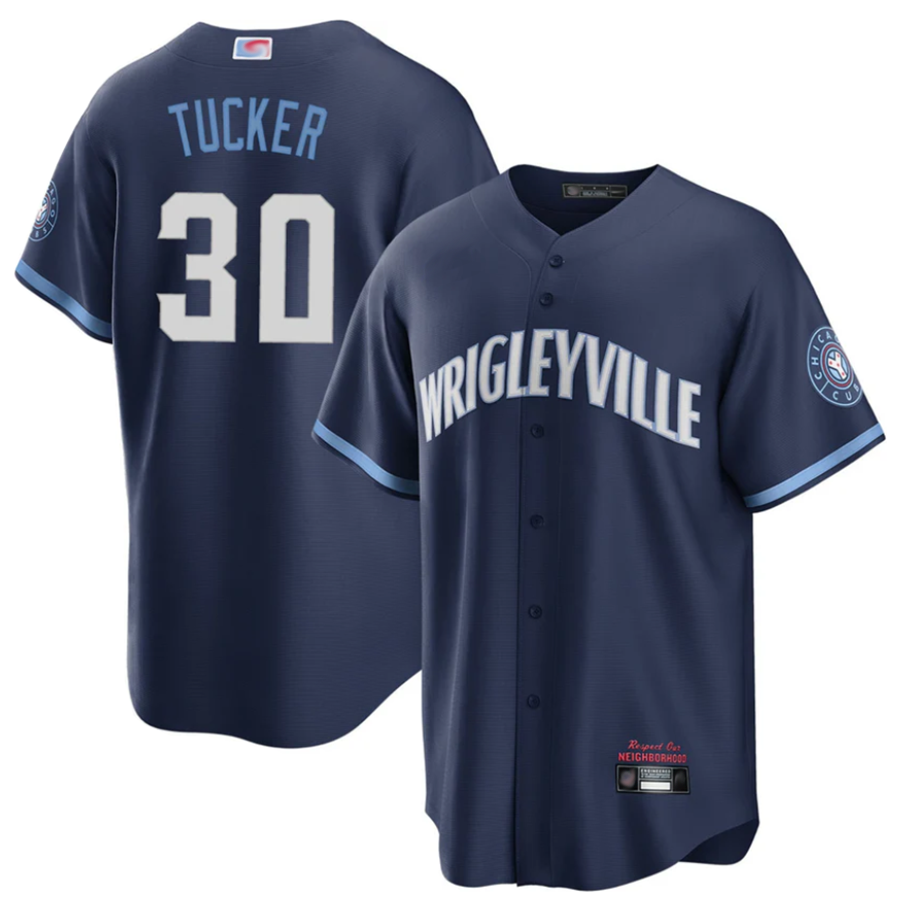 Custom #30 Navy CHC Baseball Shirt Top