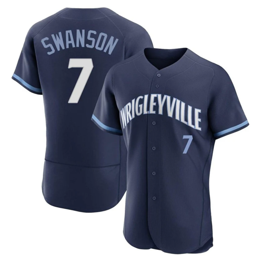 Custom #7 Navy CHC Baseball Shirt Top