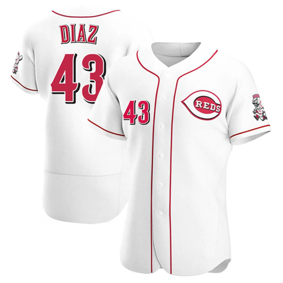 Custom #43 White CIN Baseball Shirt Top