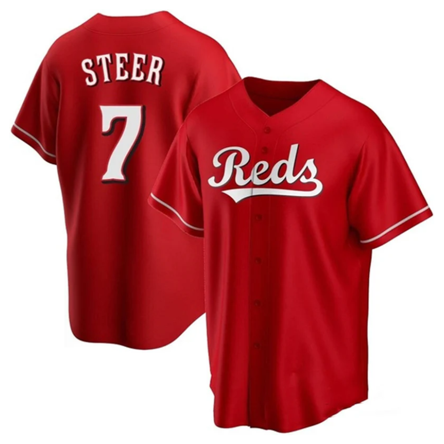 Custom #7 Red CIN Baseball Shirt Top