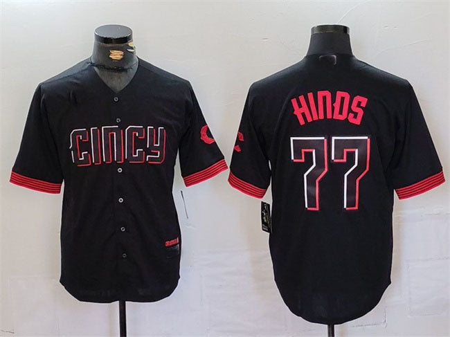 Custom #77 Black City Connect CIN Baseball Shirt Top
