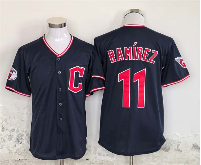 Custom #11 Navy CLE Baseball Shirt Top
