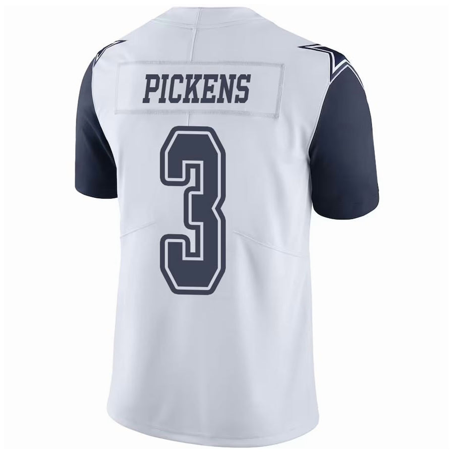 Custom #3 White Throwback DAL Football Shirt Top