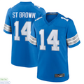Custom #14 Blue DET Football Shirt Top