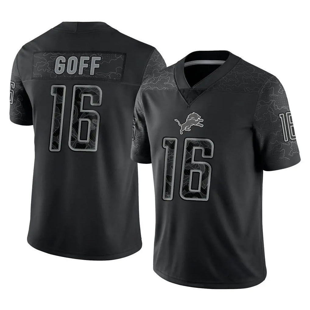 Custom #16 Black DET Football Shirt Top