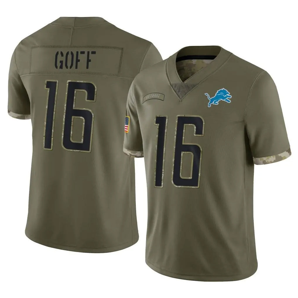 Custom #16 Olive DET Football Shirt Top