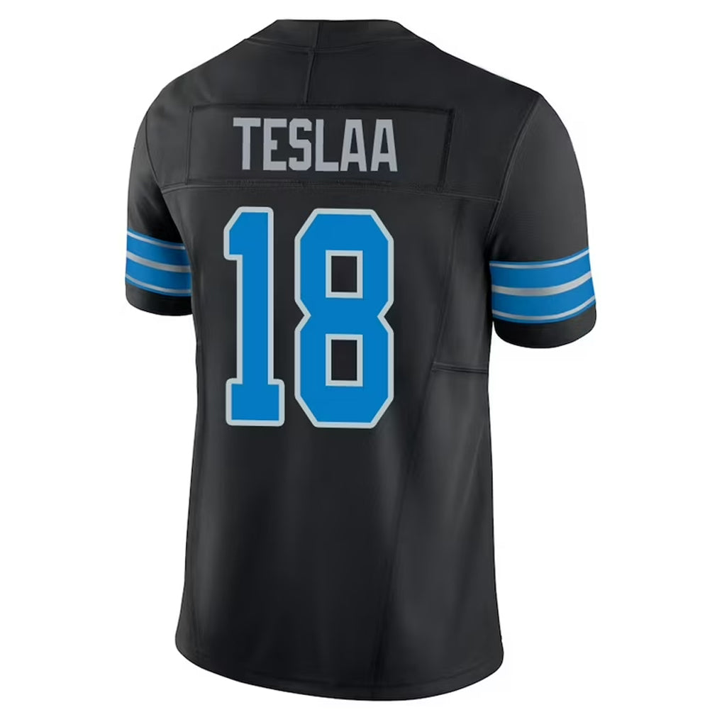 Custom #18 Black DET Football Shirt Top