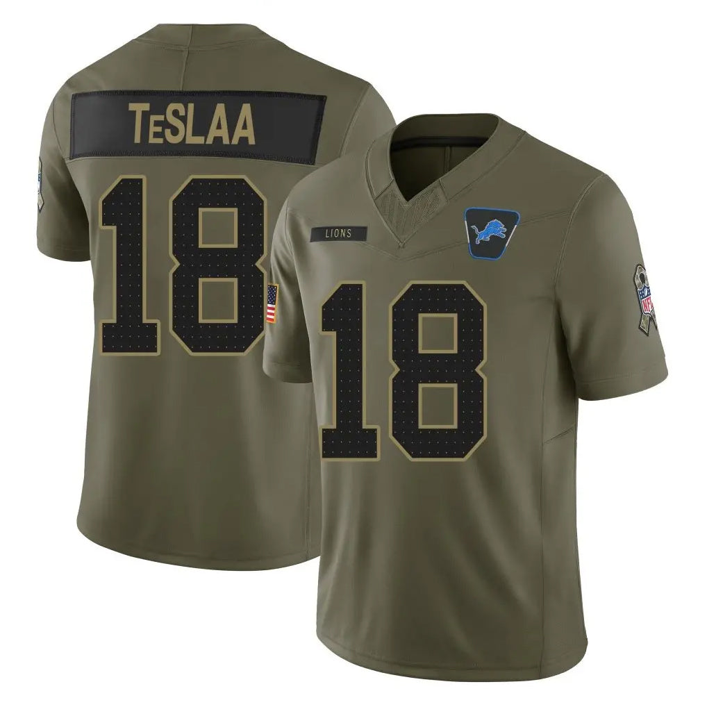 Custom #18 Olive DET Football Shirt Top