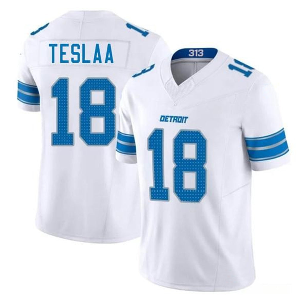 Custom #18 White DET Football Shirt Top
