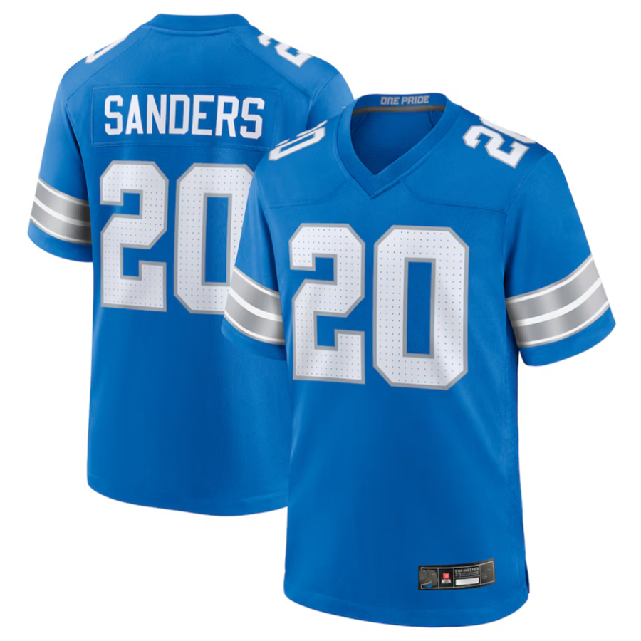 Custom #20 Blue DET Football Shirt Top