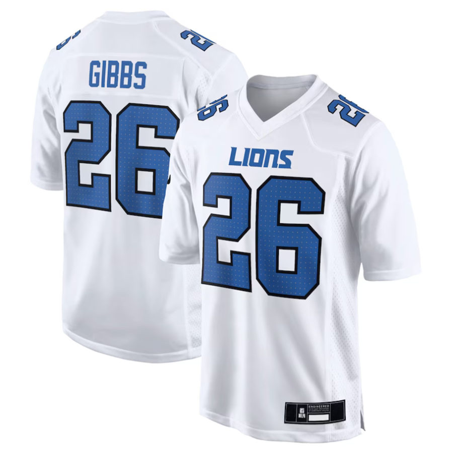 Custom #26 White DET Football Shirt Top