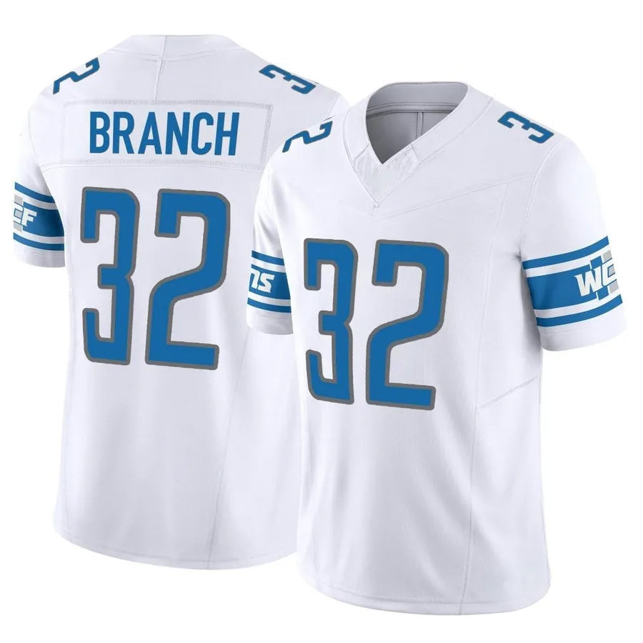 Custom #32 White DET Football Shirt Top